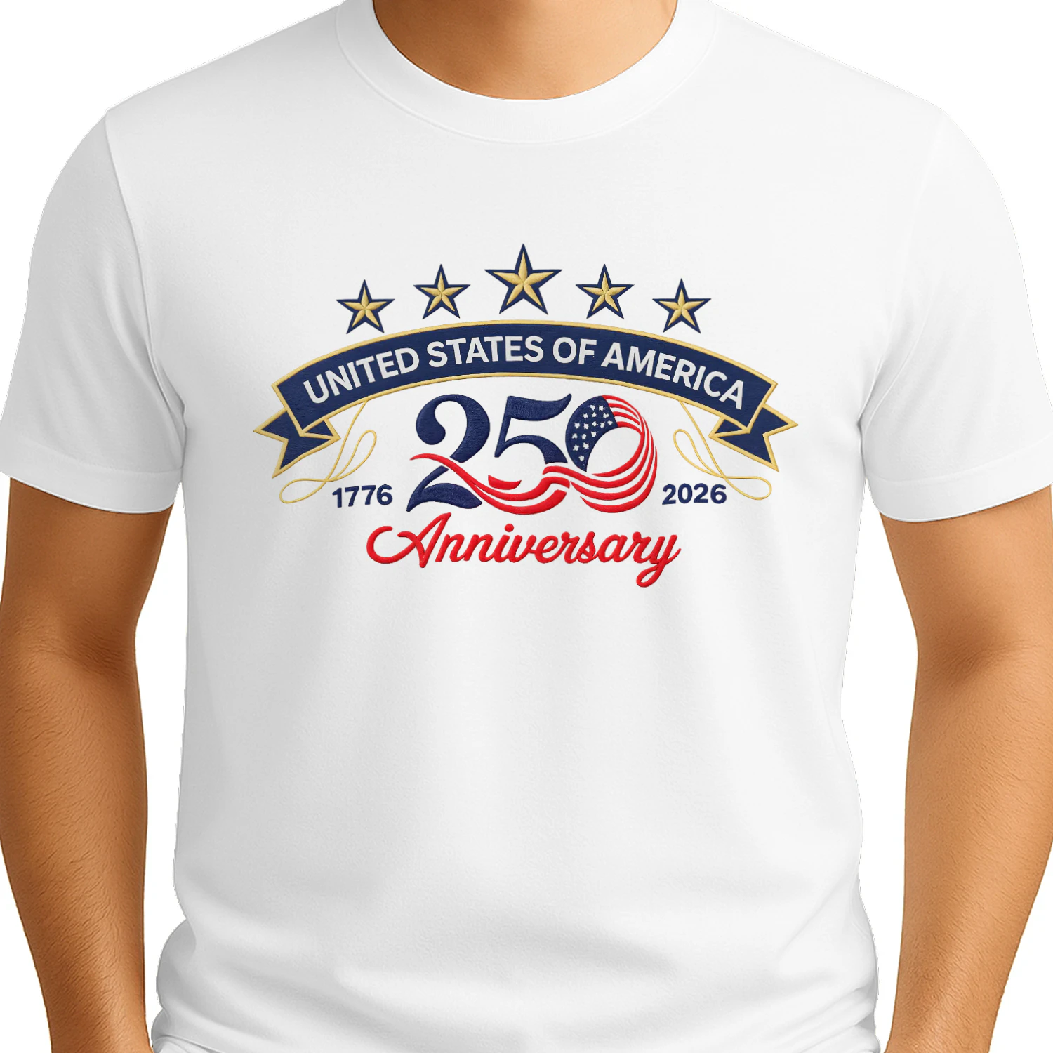 USA 250th Anniversary Embroidery Classic Unisex T-shirt