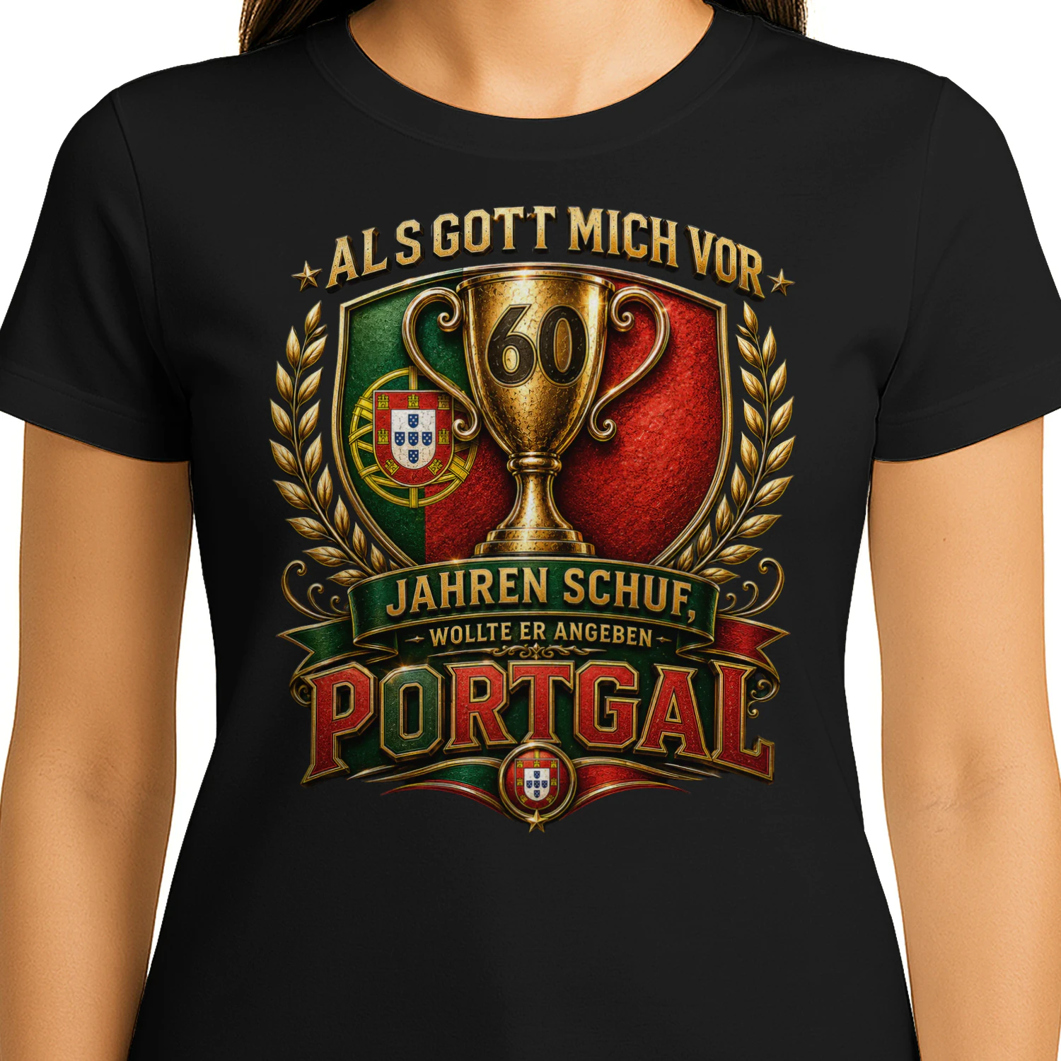 Desain tanpa judul (2)Portugal 60th Birthday Trophy Edition Unisex T-Shirt – Vintage Portuguese Heritage Celebration