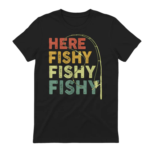 Here Fishy Fishy Vintage Fishing T-Shirt