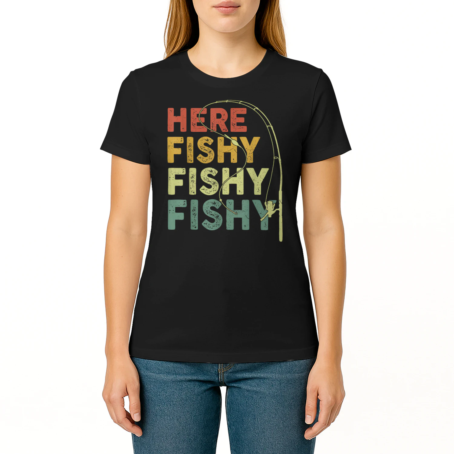 Here Fishy Fishy Vintage Fishing T-Shirt