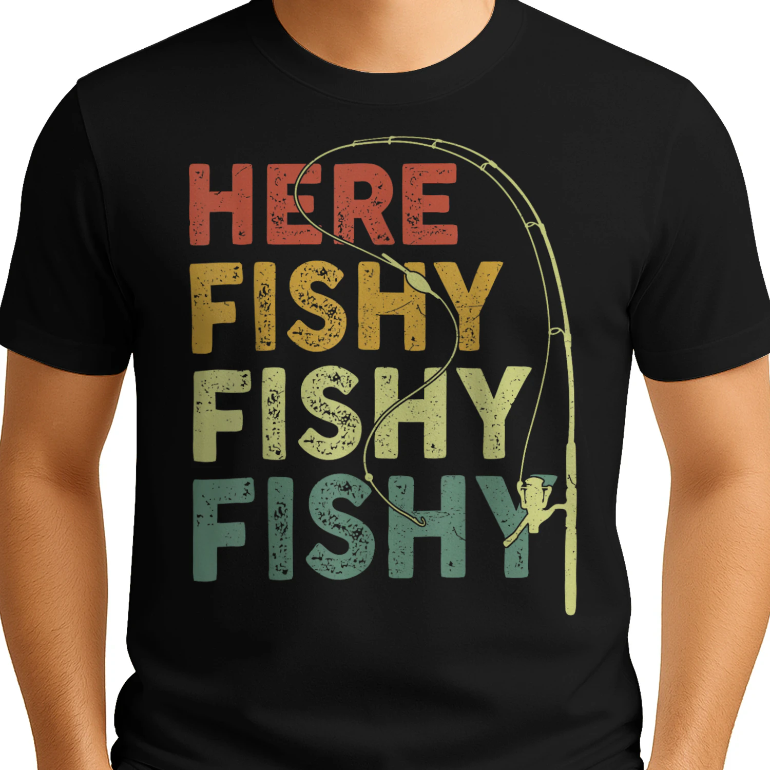 Here Fishy Fishy Vintage Fishing T-Shirt