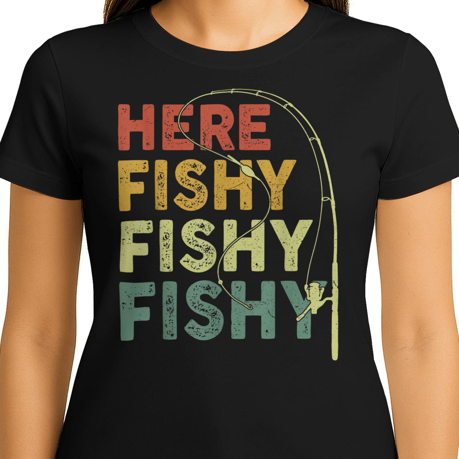Here Fishy Fishy Vintage Fishing T-Shirt