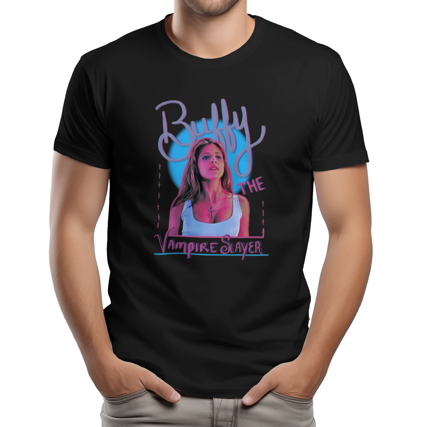 Buffy Neon Retro Graphic Tee – Vampire Slayer 90s Nostalgia Shirt