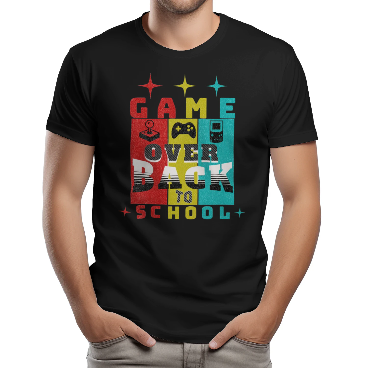 Game Over Back To School Shirt Retro Gamer First Day Of School Tee for Kids Boys Girls