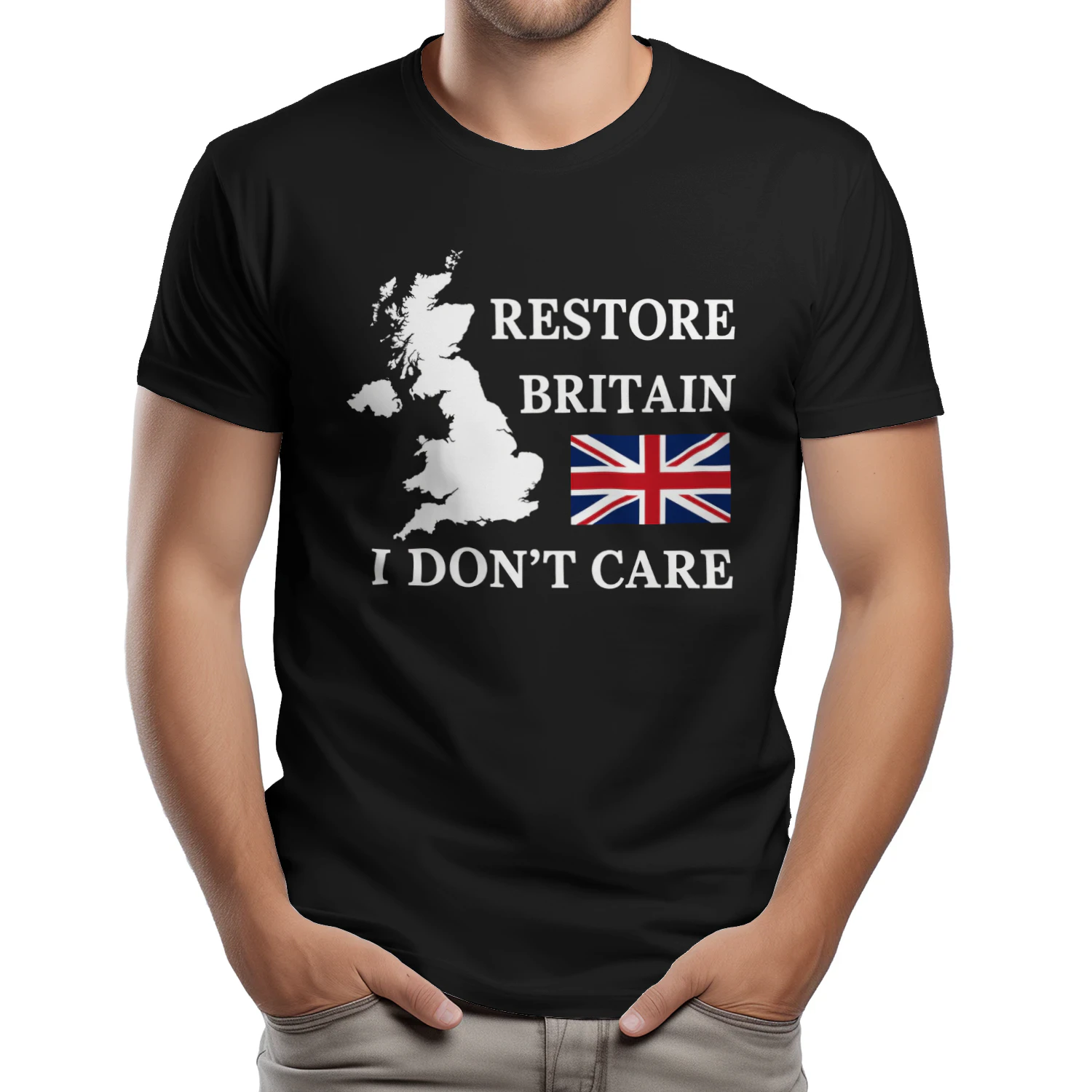 Restore Britain Don't Care T-Shirt | UK Patriotic Graphic Tee