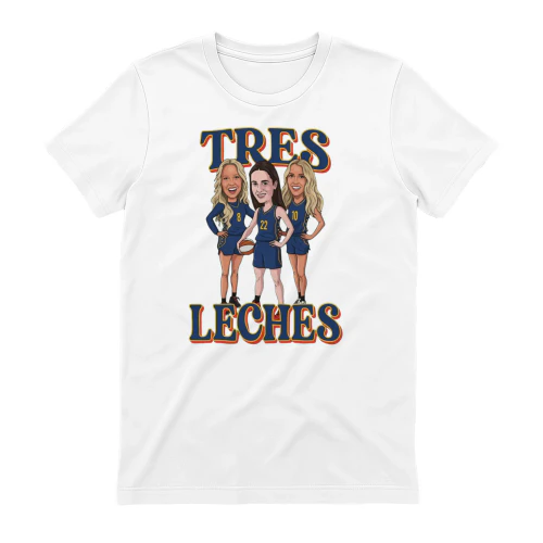 Tres Leches WNBA Caricature T-Shirt - Funny Basketball Trio Graphic