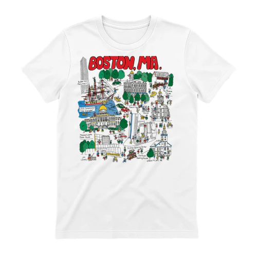 The vintage white t-shirt you've highlighted is a souvenir graphic tee from Boston