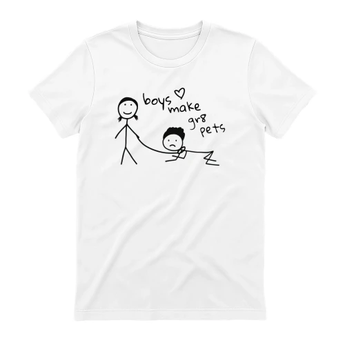 Boys Make Great Pets Funny Y2K Stick Figure Graphic Baby Tee