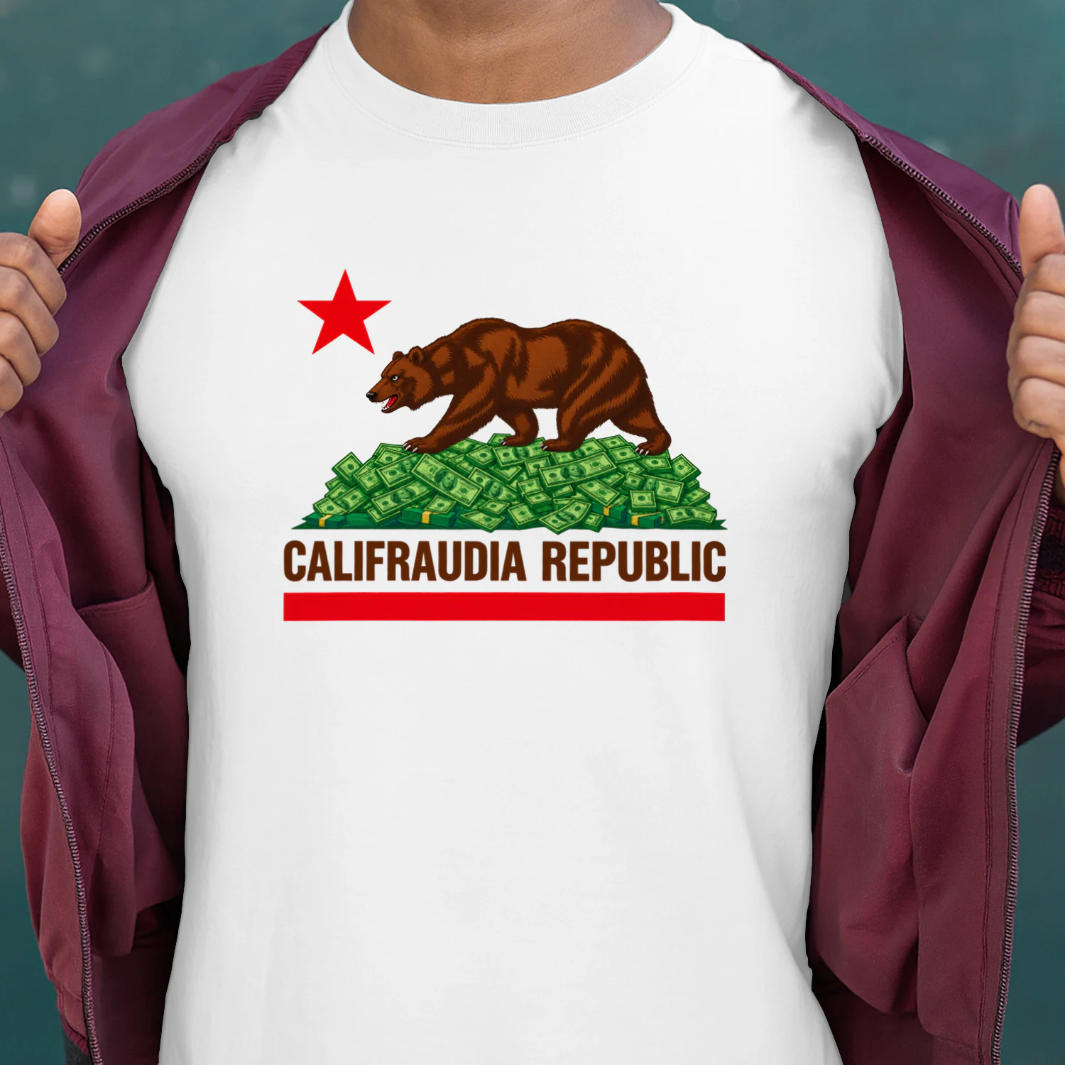 CalifraudIA Republic Funny California Bear T-Shirt | California Parody Shirt