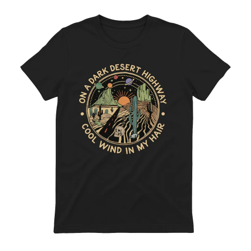 Eagles Lyric Desert Highway Skull Cactus Vintage T-Shirt