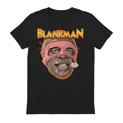 Blankman Crime Fighter Mask Graphic T-Shirt - Funny Superhero Parody Tee