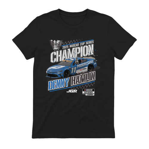 Blue Stock Car Racing Champion Graphic T-Shirt