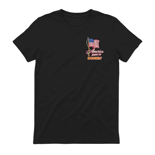 America Runs On Dunkin' Patriotic T-Shirt | 4th of July American Flag Tee