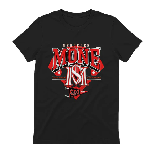 Mercedes Mone MONE ISM CEO AEW Wrestling Graphic T-Shirt - Always Knocking It Out of the Park - Red Black Bold Design