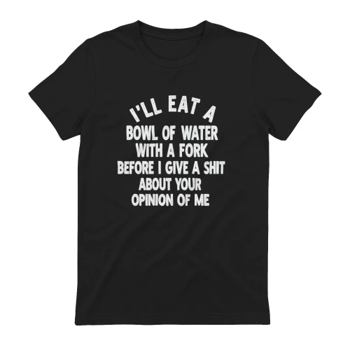 I'LL EAT A BOWL OF WATER WITH A FORK BEFORE I GIVE A SHIT ABOUT YOUR OPINION OF ME