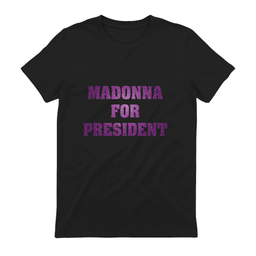 "Madonna For President - Glitter Purple Text Vintage Style T-Shirt 