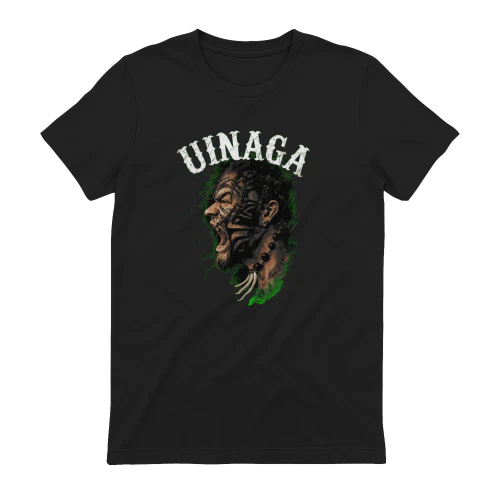 Vintage Distressed UINAGA Warrior Mask Print - Streetwear Shirt