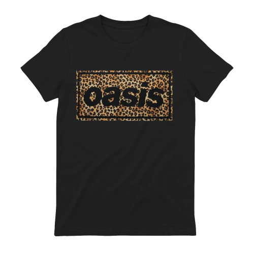Oasis Leopard Print Logo T-Shirt – Trendy Animal Print Graphic Tee
