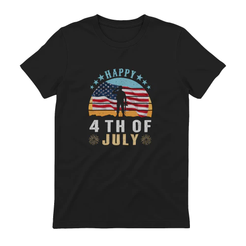 Happy 4th of July Patriotic Soldier American Flag Vintage USA