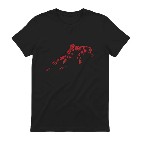 Spider Hero Shadow Red Graphic T-Shirt | Minimal Superhero Silhouette Design