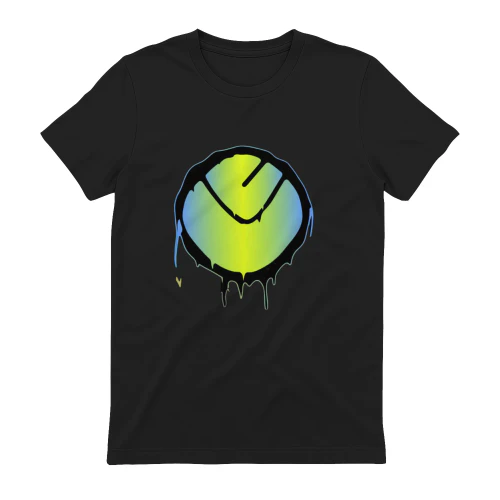 Vibrant Yellow Green Dripping Circle Logo T-Shirt 