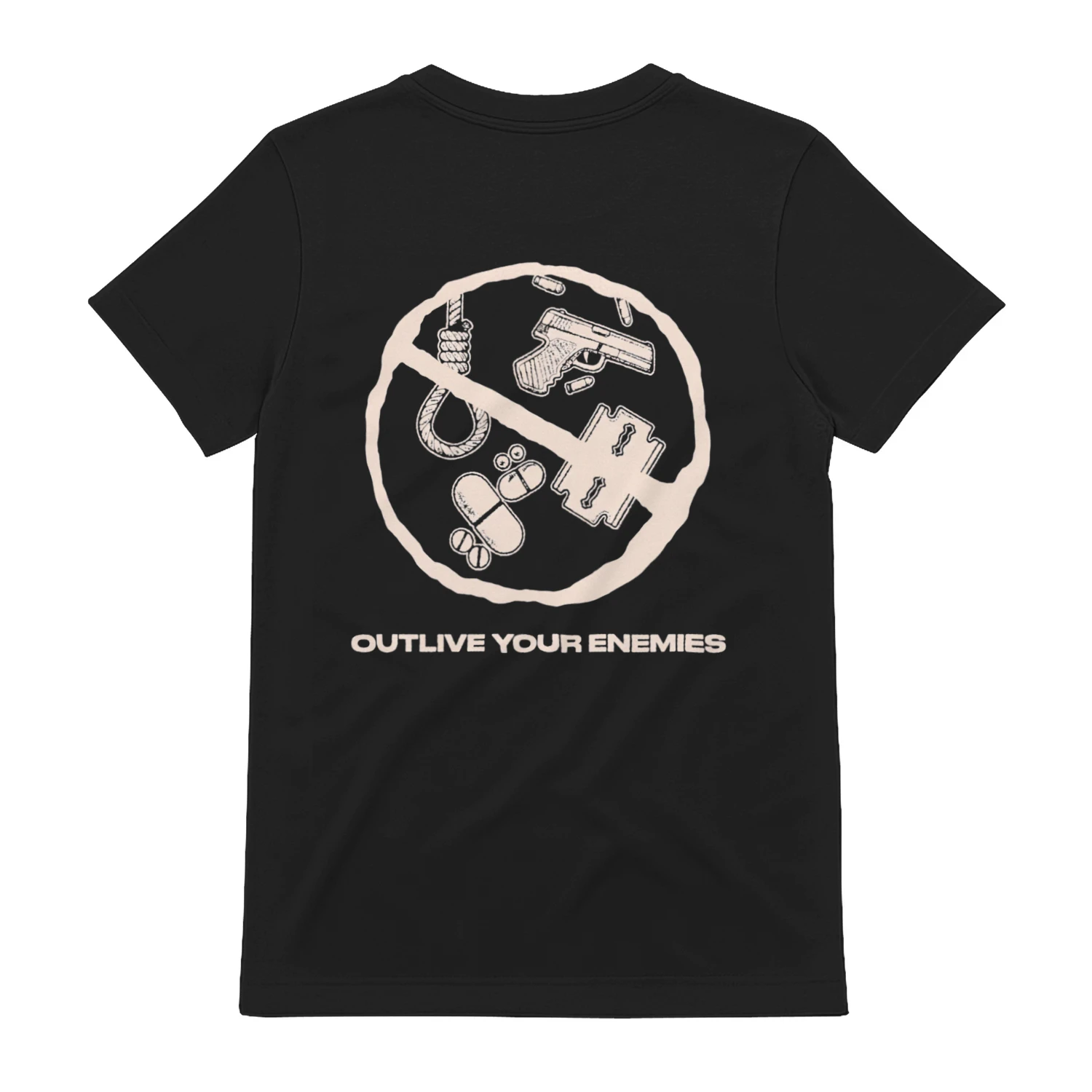 Twitching Tongues All Pain + All Gain T-Shirt - Grim Reaper Cross Barbed Wire Graphic Tee