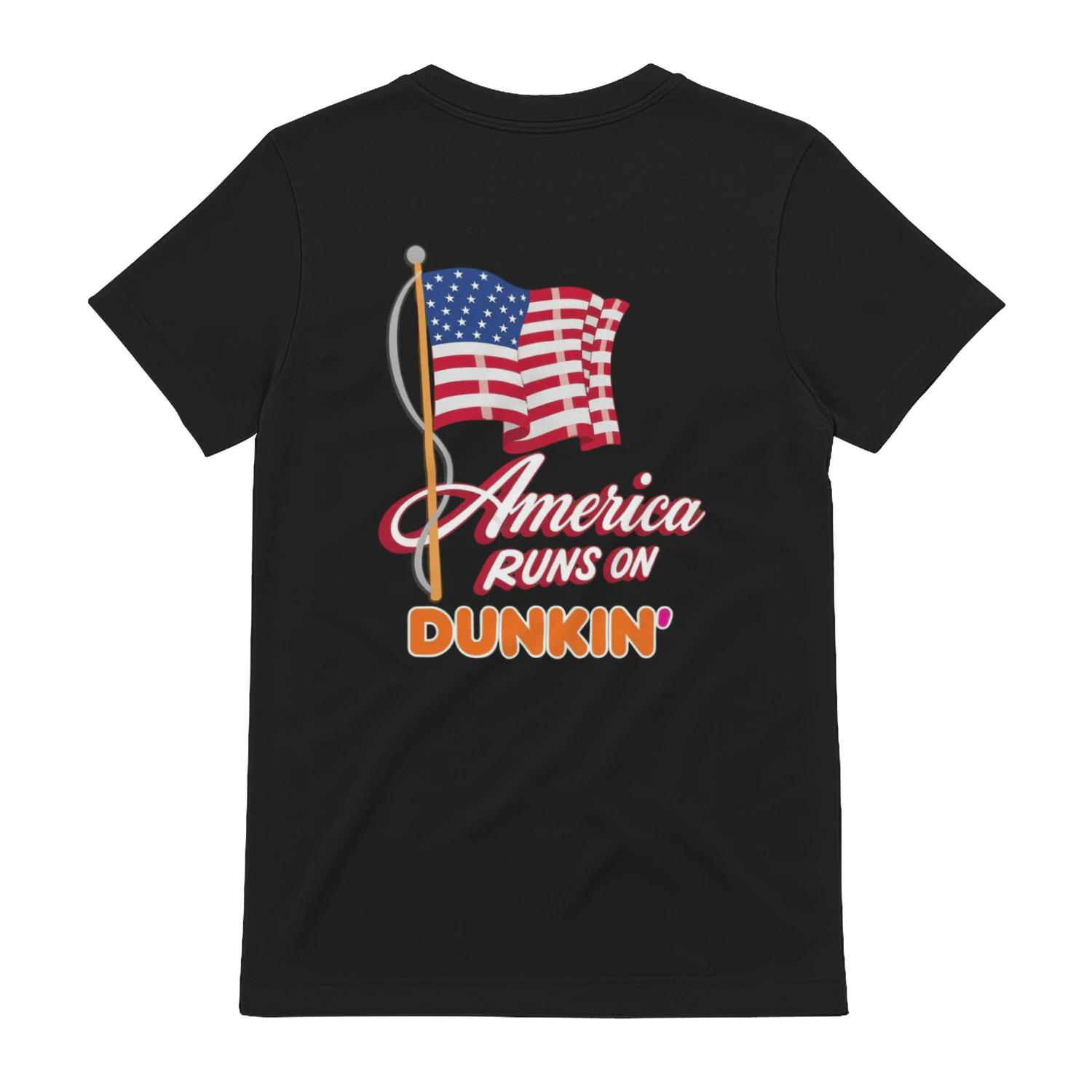 America Runs On Dunkin' Patriotic T-Shirt | 4th of July American Flag Tee