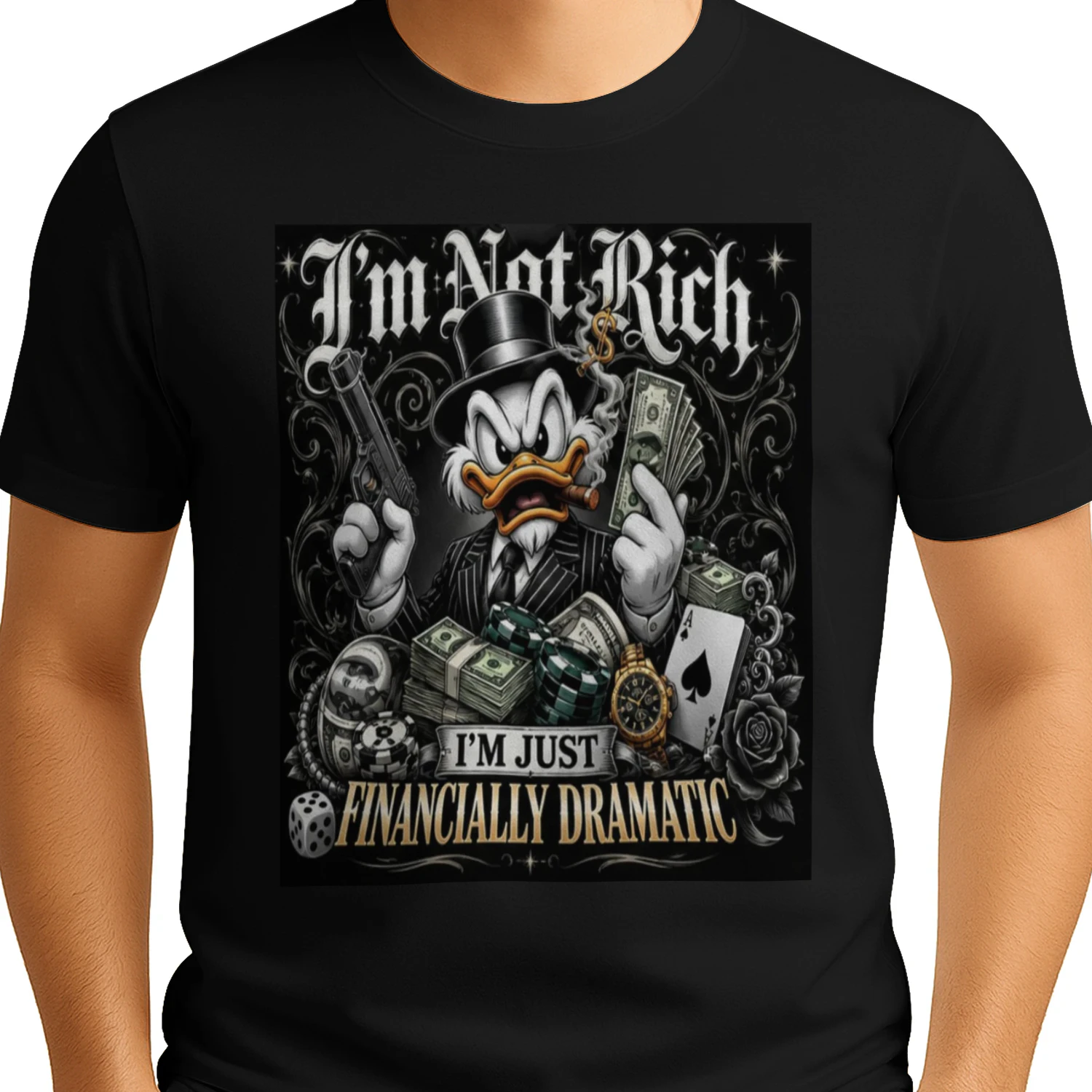 Financially Dramatic T-Shirt – Funny Money Lover Graphic Tee for Hustlers and Dreamers