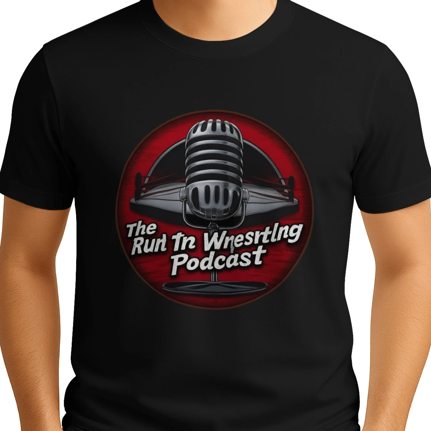 Vintage Run The Wrestling Podcast Microphone Retro Wrestling Fan T-Shirt