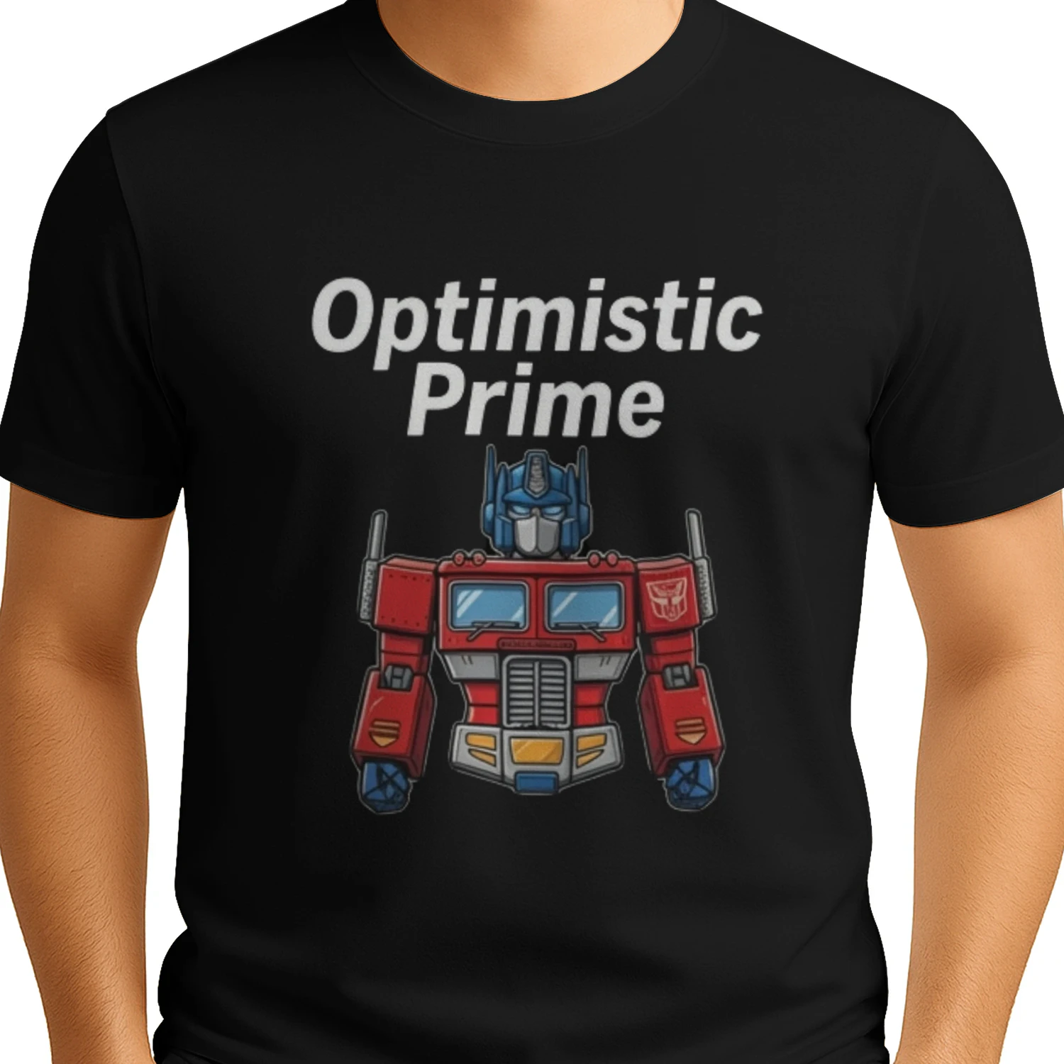 Optimistic Prime - Retro Robot Graphic Tee Design