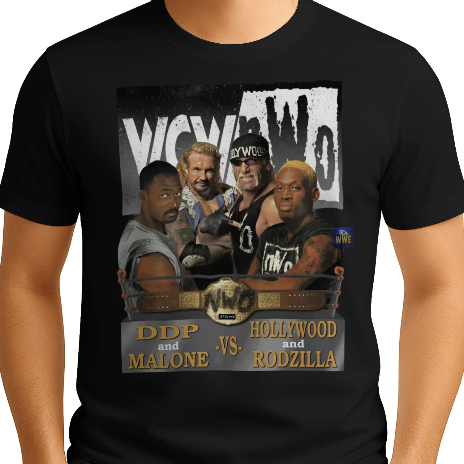 WCW nWo DDP & Karl Malone vs Hollywood Hogan & Rodzilla Vintage 90s Wrestling T-Shirt