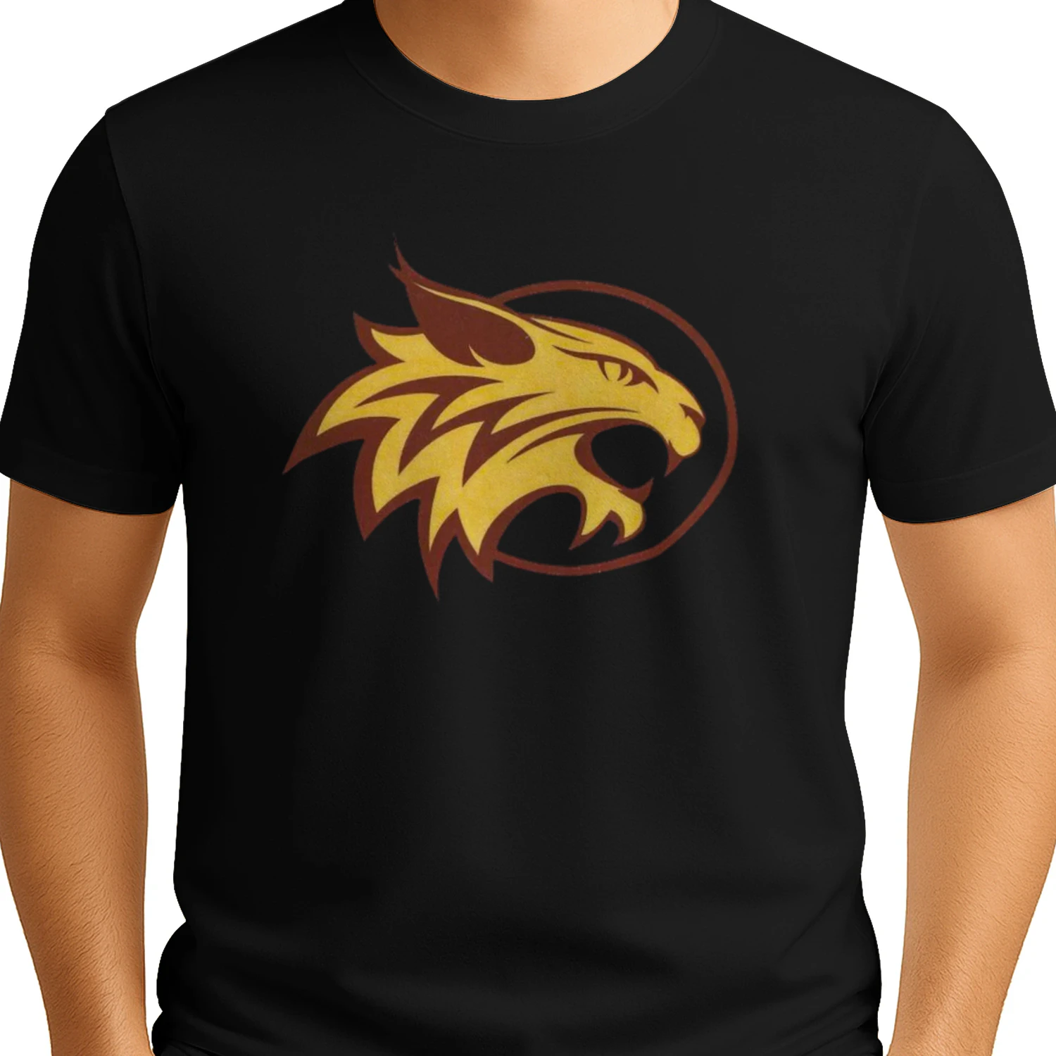 Golden Wildcat Head Vintage Mascot Graphic