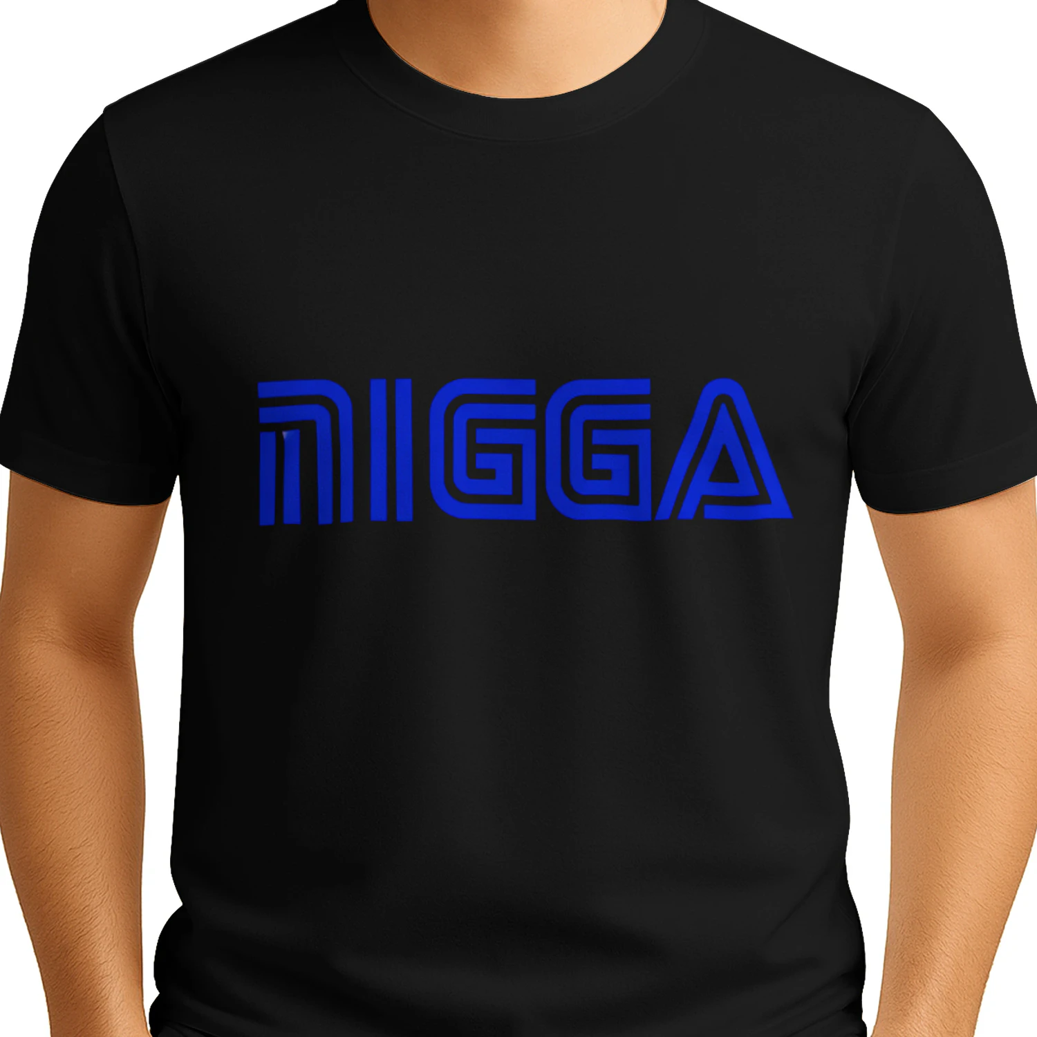 Bold Blue NIGGA Logo T-Shirt - Retro 1970s