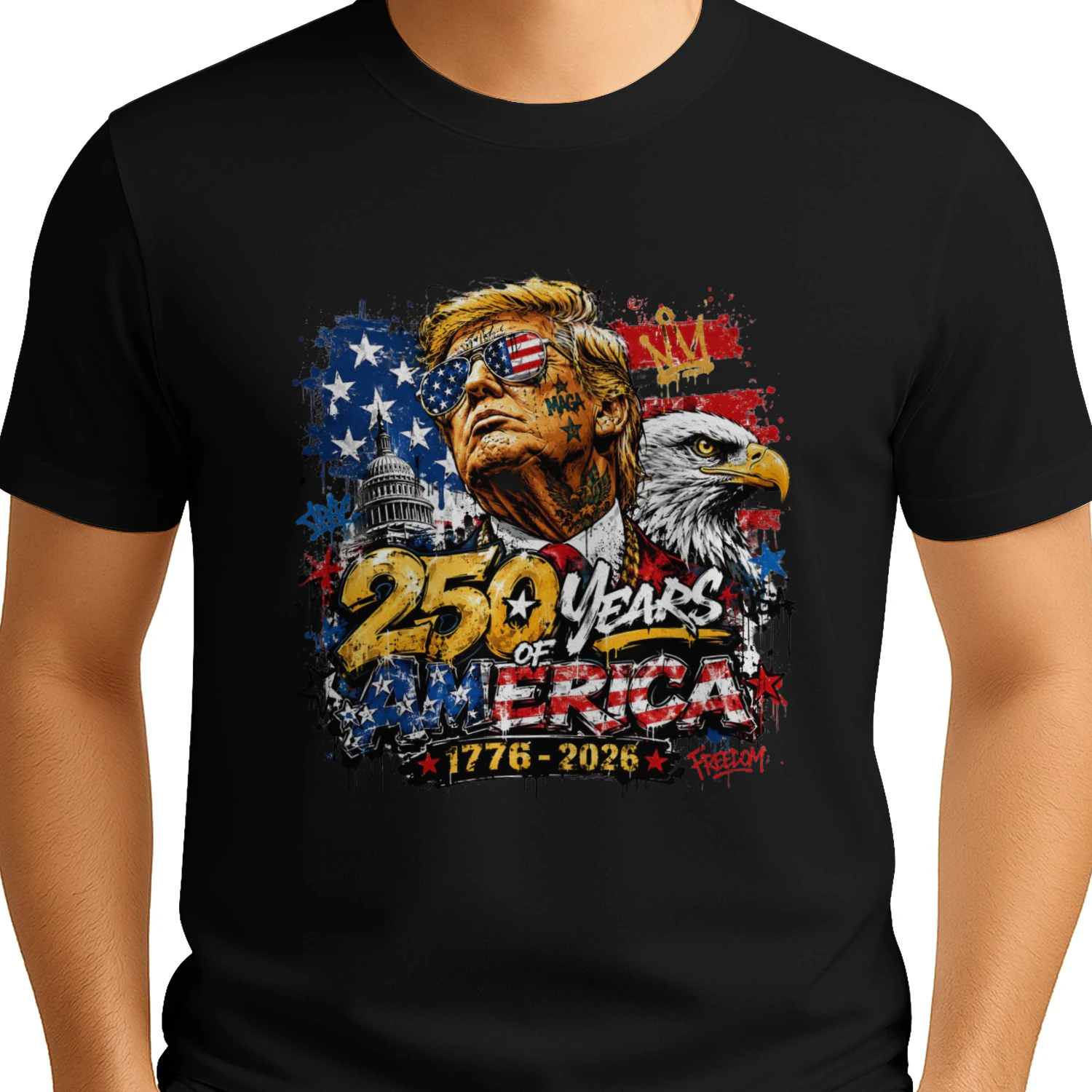 250 Years of America 1776–2026 Patriotic Trump Graphic Design