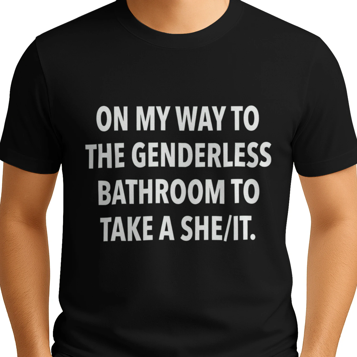 On My Way To The Genderless Bathroom To Take A She/It Shirt Funny Meme Graphic Tee