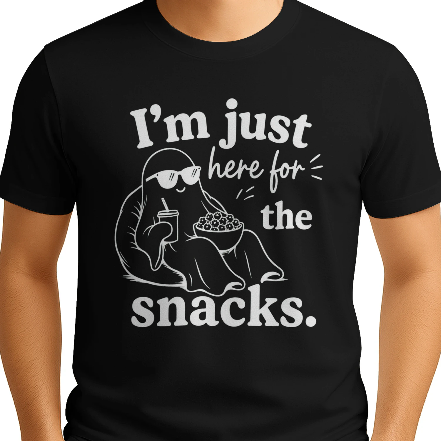 I'm Just Here for the Snacks Funny Sloth T-Shirt – Cute Snack Lover Graphic Tee