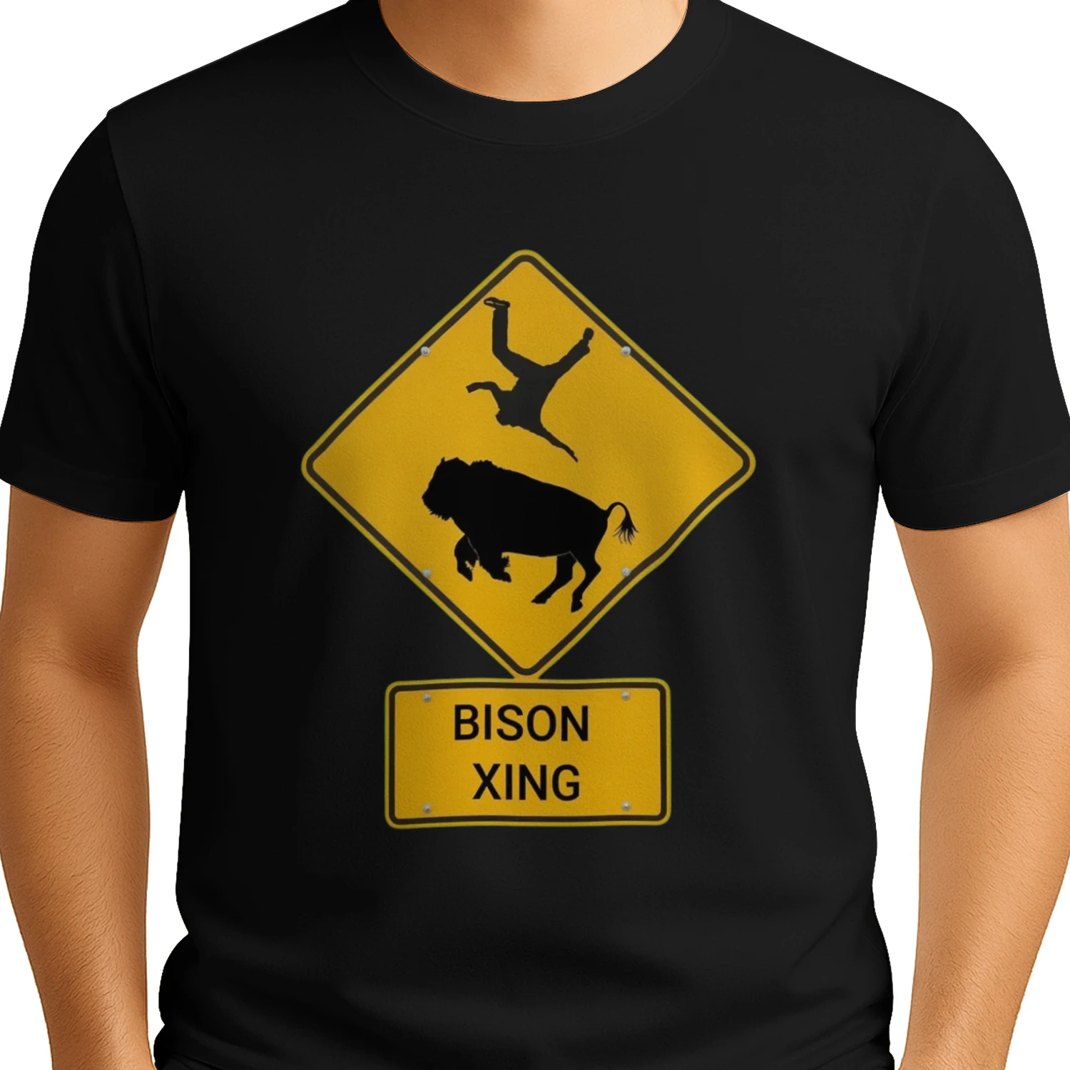 Funny Bison Crossing Sign Shirt