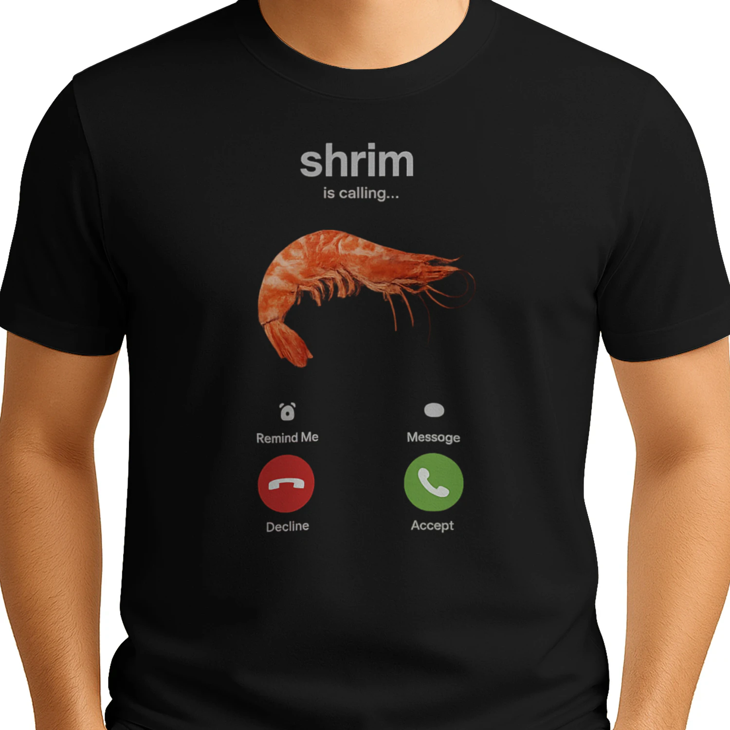 Shrimp Is Calling Funny Incoming Call Meme T-Shirt | Viral Shrimp Graphic Tee | Funny Seafood Shirt Gift