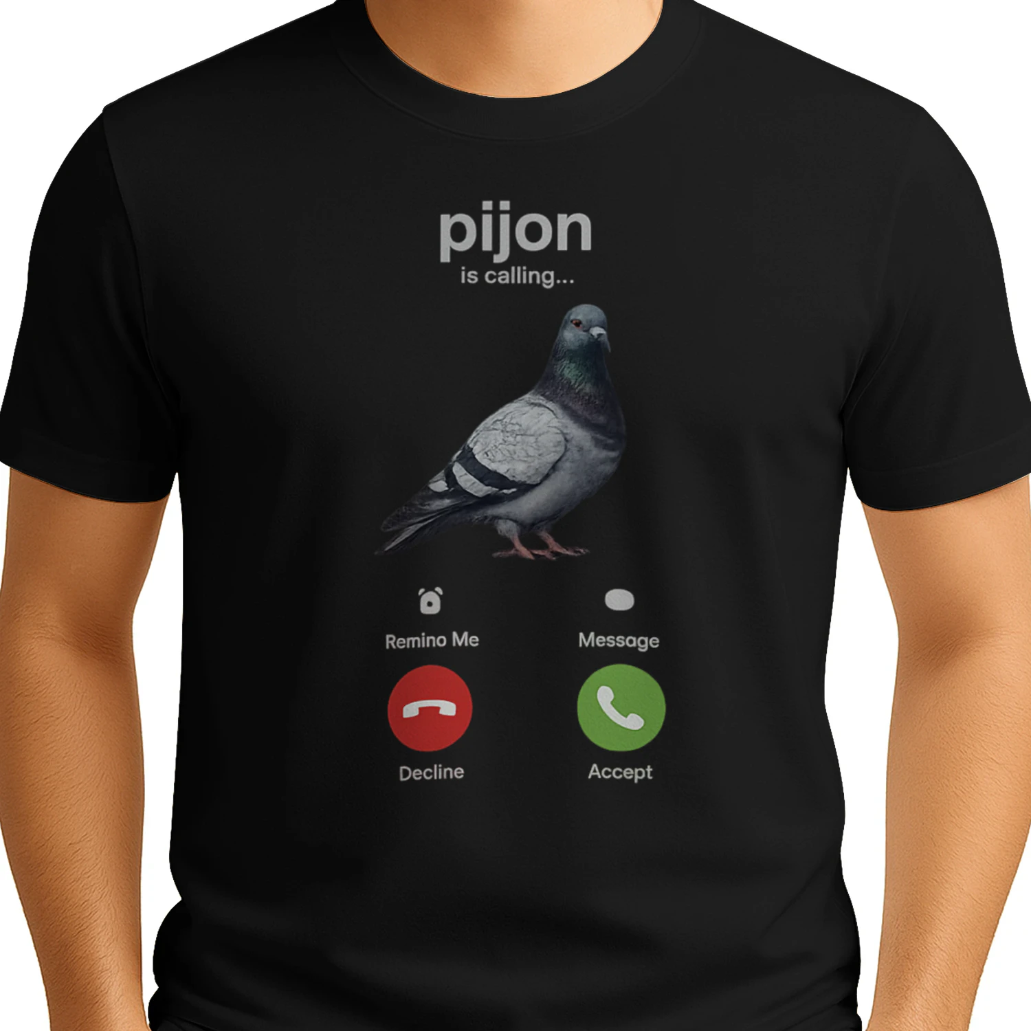 Pijon Is Calling Shirt Funny Meme Tee | Viral Pigeon Incoming Call Graphic T-Shirt | Internet Humor Gift