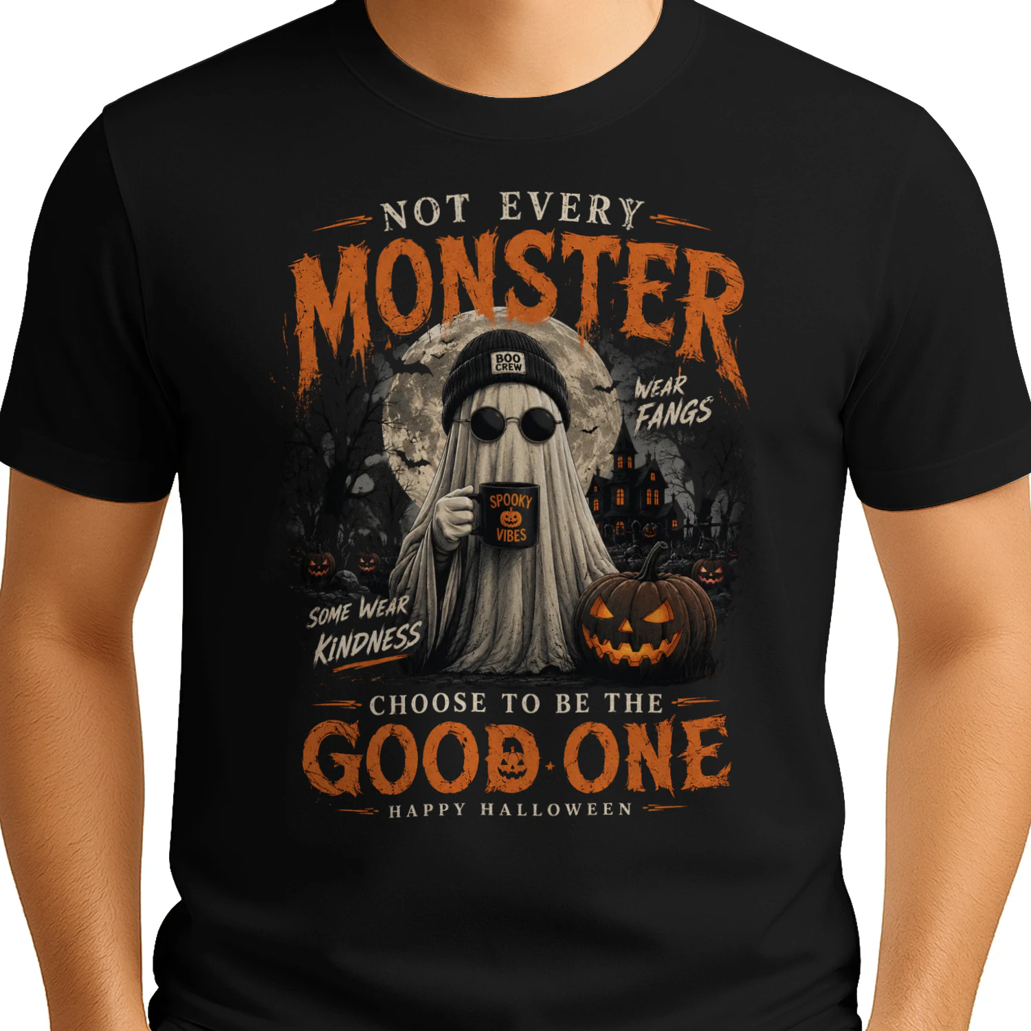 Not Every Monster Wears Fangs Halloween Ghost T-Shirt