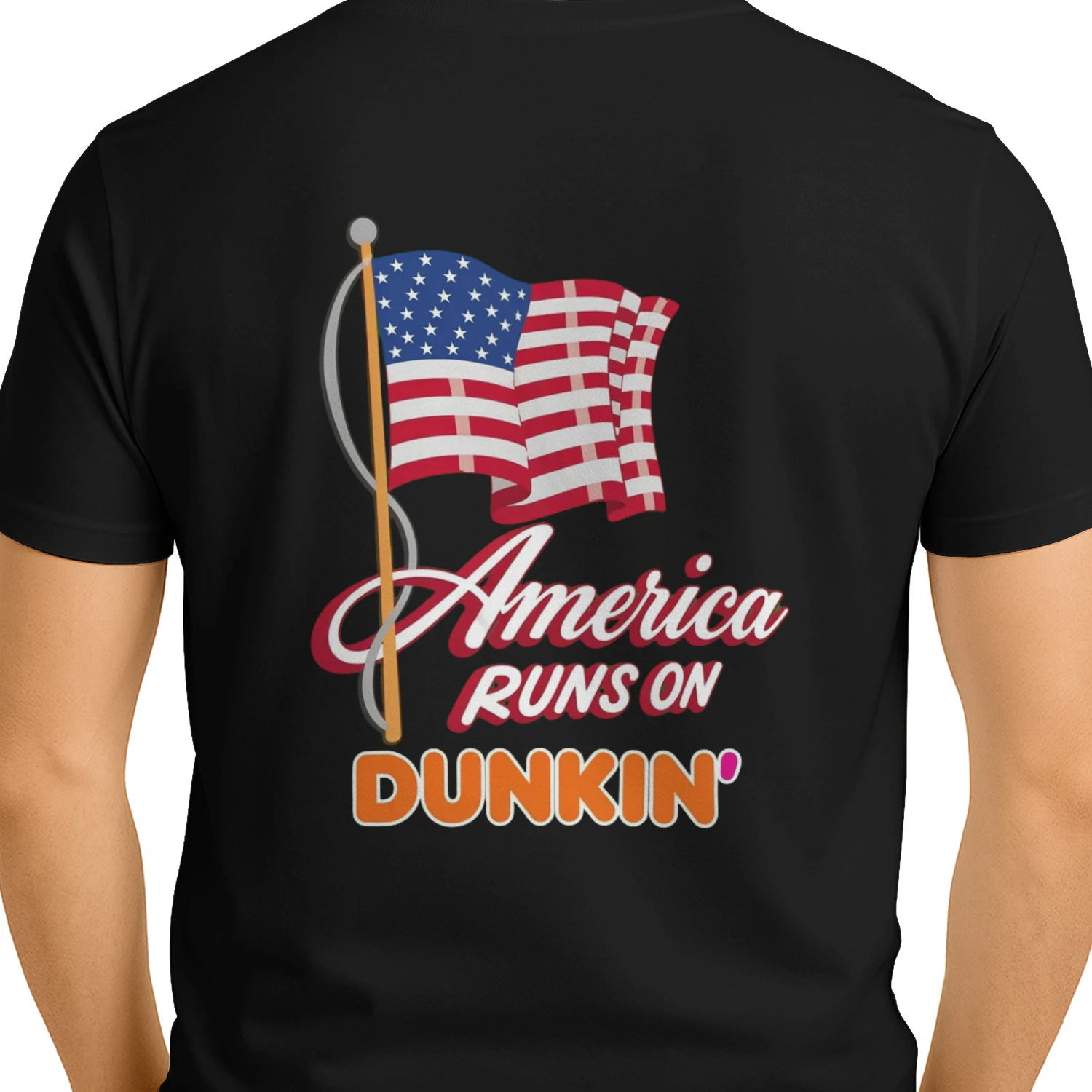 America Runs On Dunkin' Patriotic T-Shirt | 4th of July American Flag Tee