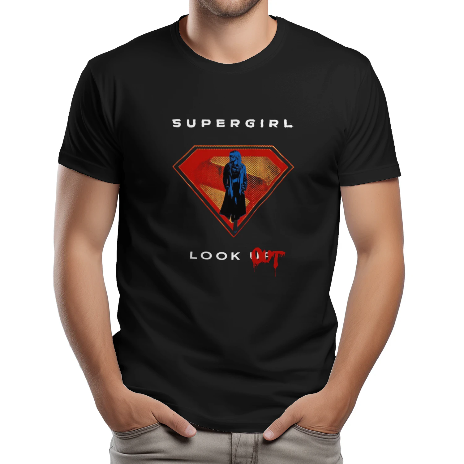 Supergirl Look Out Shirt – Superhero Inspired Graphic Tee – Comic Book Fan Apparel