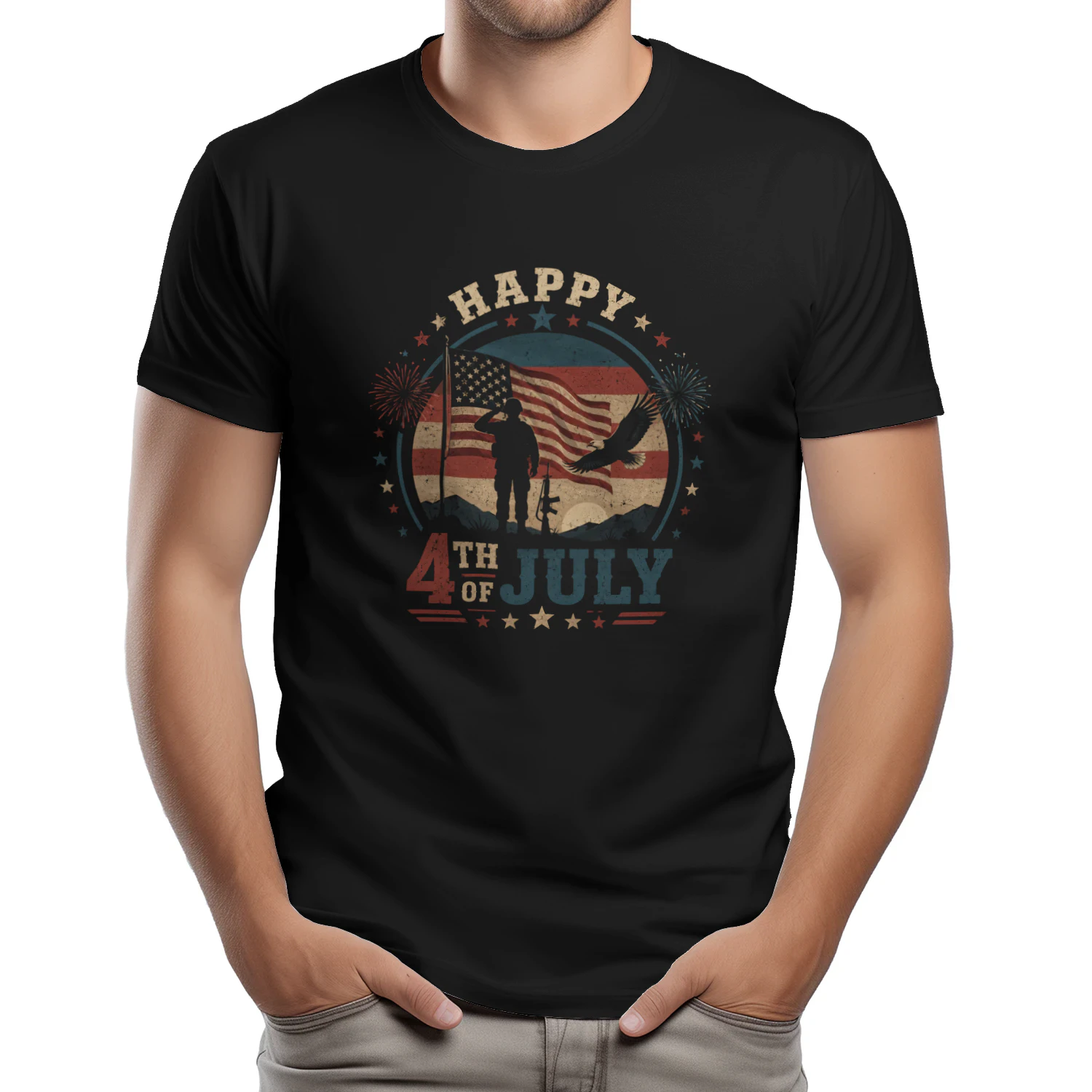 Happy 4th of July Veteran Eagle Patriotic USA Flag 