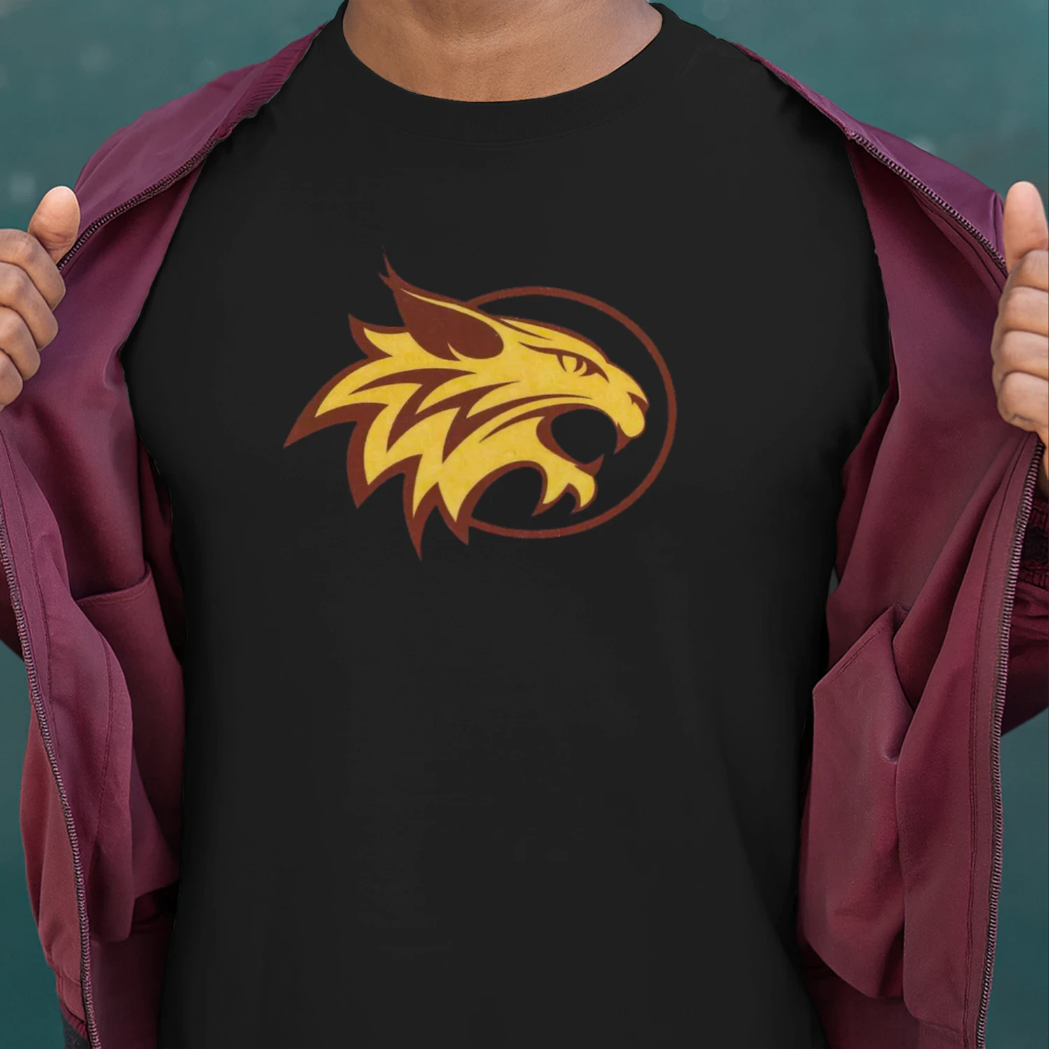 Golden Wildcat Head Vintage Mascot Graphic