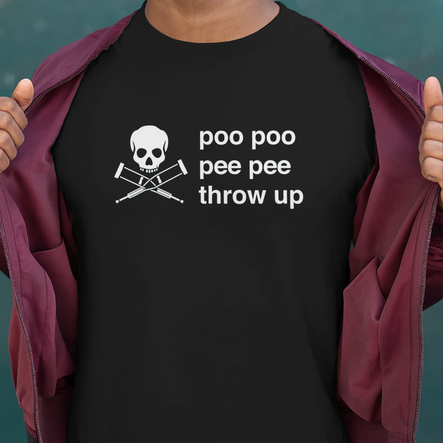 Poo Poo Pee Pee Throw Up Skull T-Shirt | Funny Meme Humor Gift