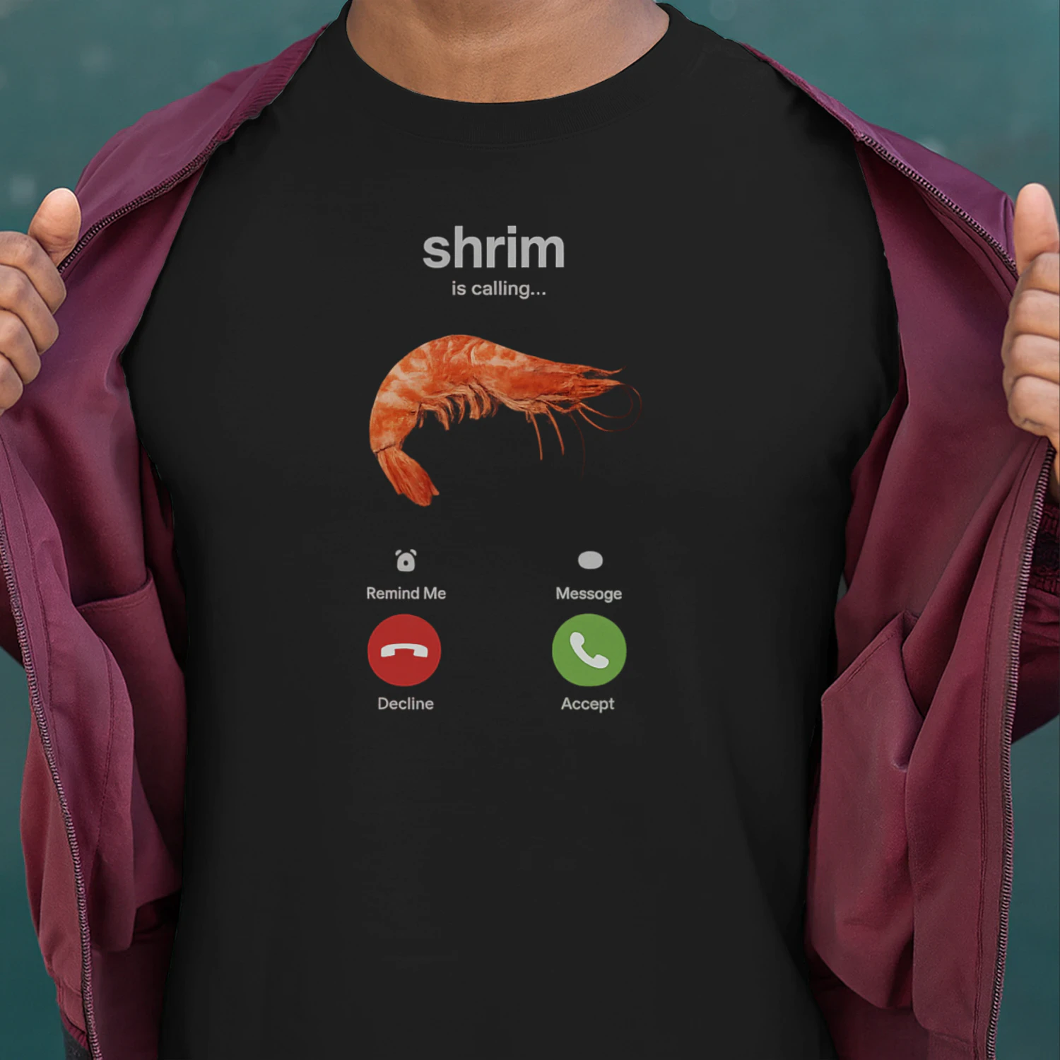 Shrimp Is Calling Funny Incoming Call Meme T-Shirt | Viral Shrimp Graphic Tee | Funny Seafood Shirt Gift