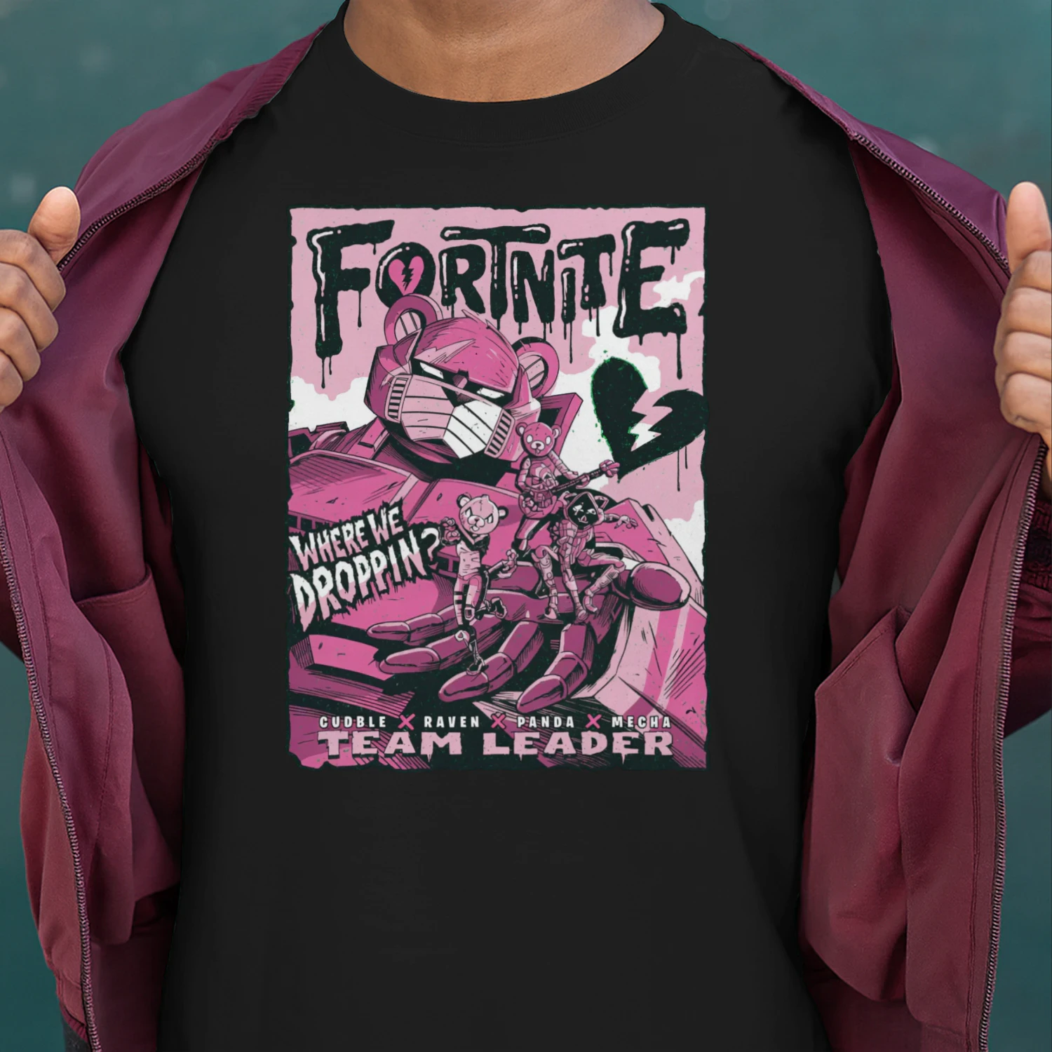 Fortnite Cuddle Team Leader Mecha Panda "Where We Droppin" Vintage