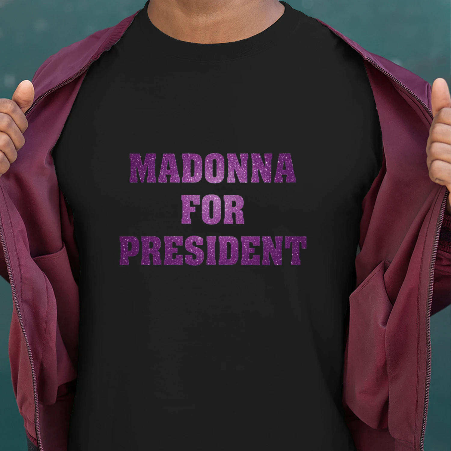 "Madonna For President - Glitter Purple Text Vintage Style T-Shirt 