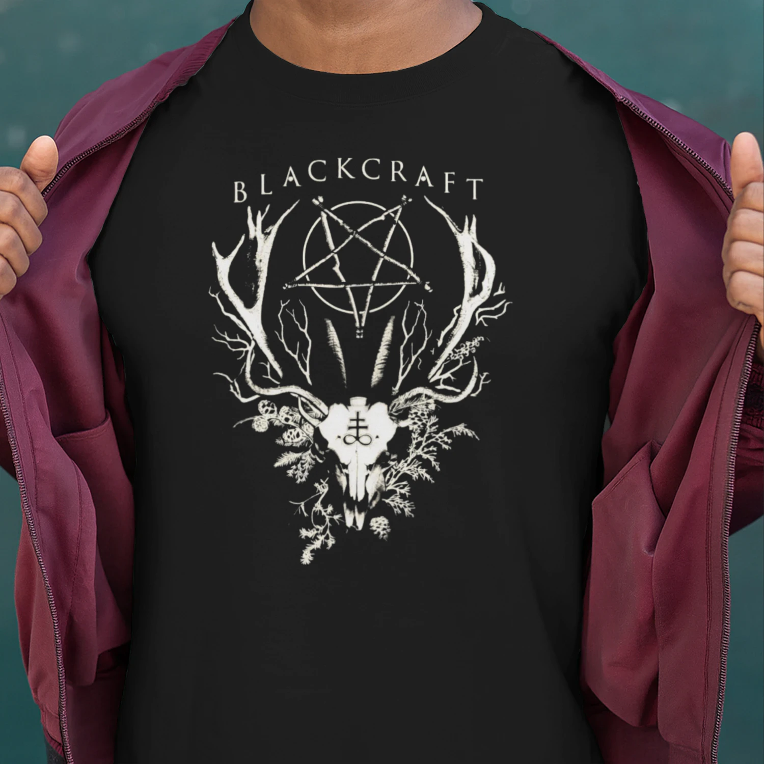 Blackcraft Occult Deer Skull Gothic T-Shirt