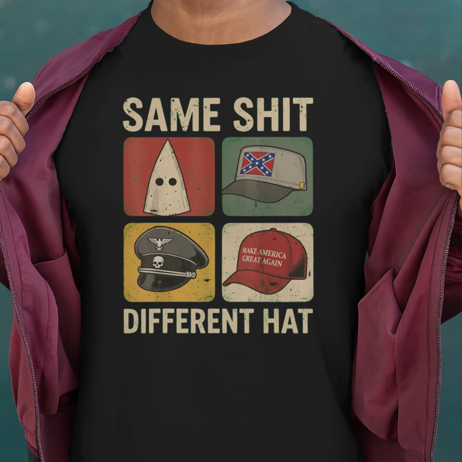 Same Hat Different Hat Funny Political Satire T-Shirt
